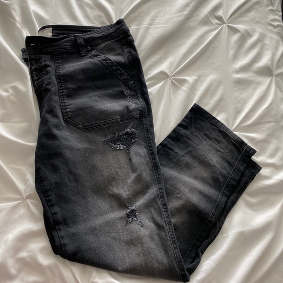 Free People Black Cropped Ripped Jeans